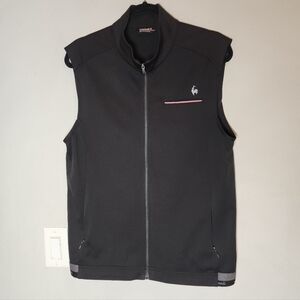 Le Coq Sportif Golf Black Zip Vest Size Large Performance Stretch